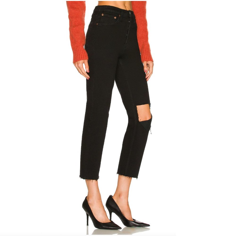 RE/DONE Black 70's Stove Pipe Jeans - Picture 2 of 15